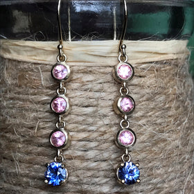 Sapphire and Rhodochrosite Earrings