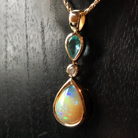 Opal and Apatite Pendant