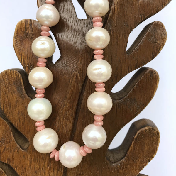 Freshwater Pearl and Rhodochrosite Necklace