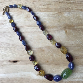 Tanzanite, Garnet, Citrine, and Peridot Necklace