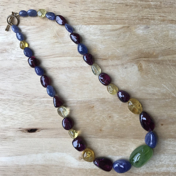 Tanzanite, Garnet, Citrine, and Peridot Necklace