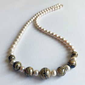 Freshwater Pearl and Jaspilite Necklace