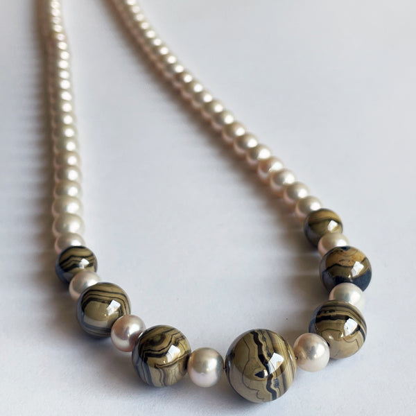 Freshwater Pearl and Jaspilite Necklace