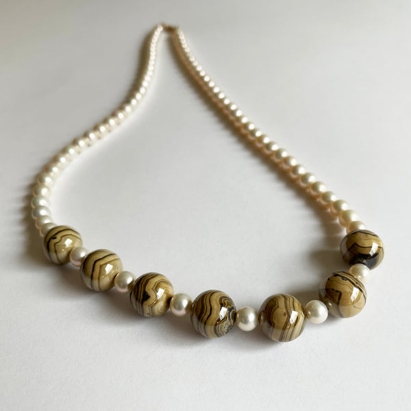 Freshwater Pearl and Jaspilite Necklace