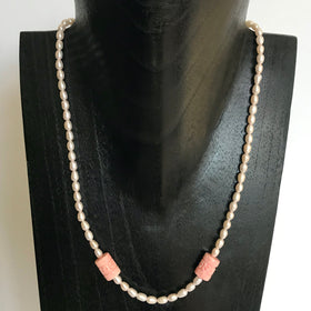 Pink Pearl and Rhodochrosite Necklace