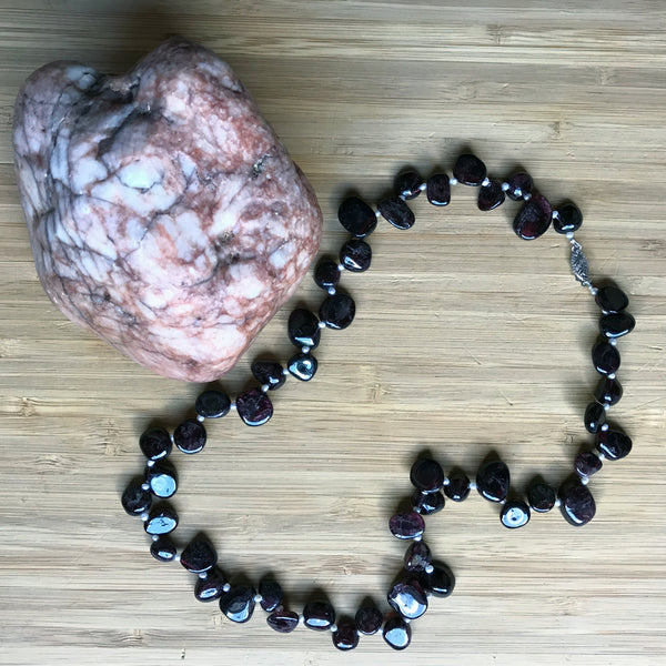 Garnet and Seed Pearl Necklace