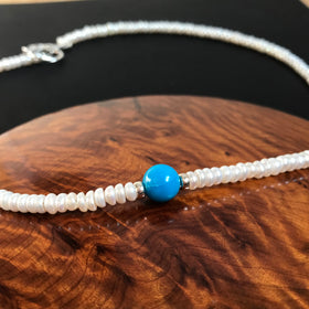 Sleeping Beauty Turquoise and Pearl Necklace