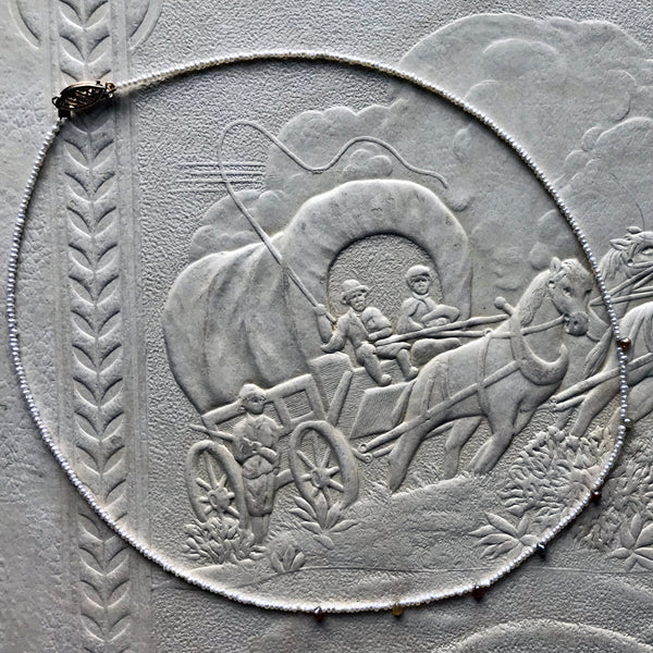 Delicate Seed Pearl and Drop Diamond Necklace