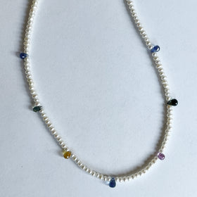 Sapphire and Pearl Necklace