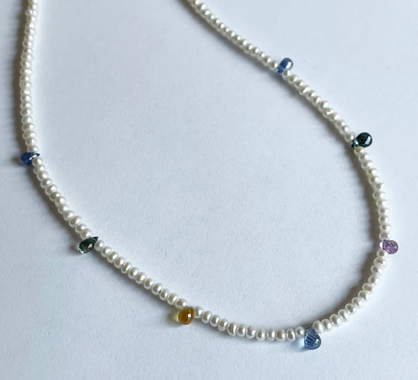 Sapphire and Pearl Necklace