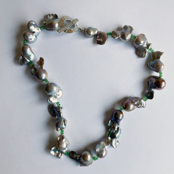 Tsavorite and Pearl Necklace