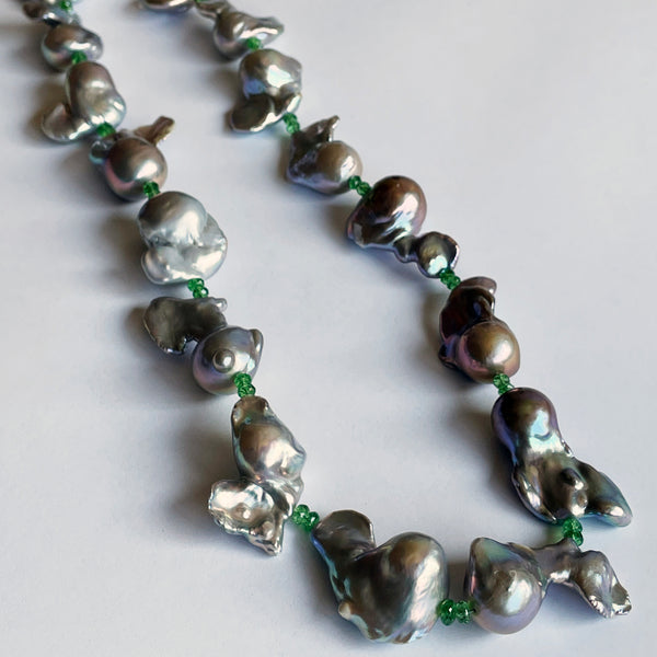 Tsavorite and Pearl Necklace