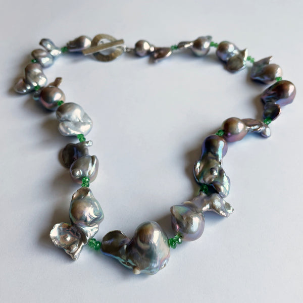 Tsavorite and Pearl Necklace