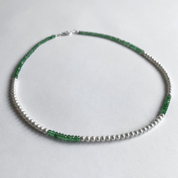 Tsavorite and Pearl Necklace