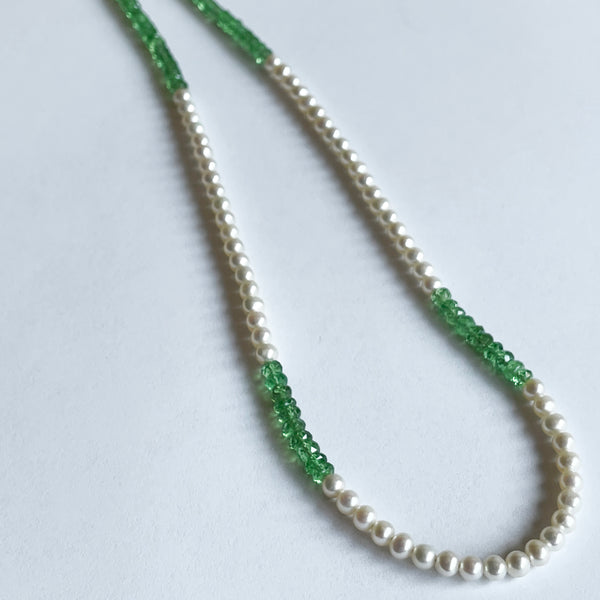 Tsavorite and Pearl Necklace