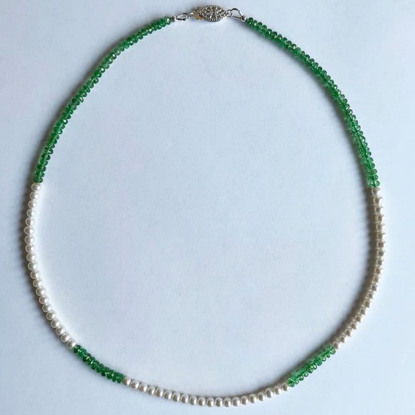 Tsavorite and Pearl Necklace