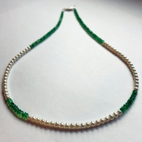 Tsavorite and Pearl Necklace