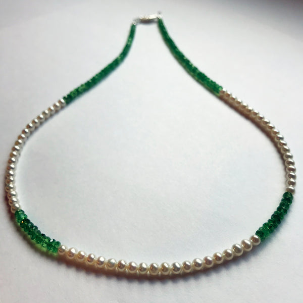 Tsavorite and Pearl Necklace