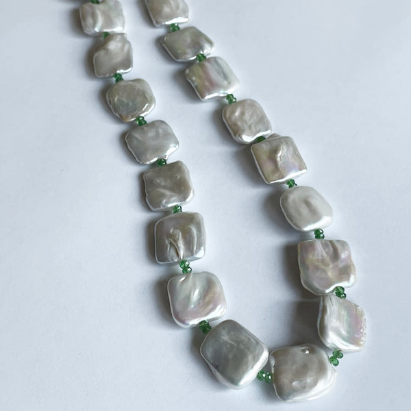 Tsavorite and Pearl Necklace