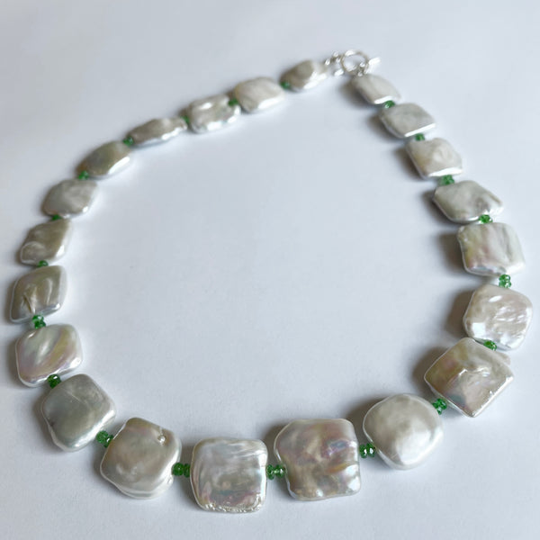 Tsavorite and Pearl Necklace