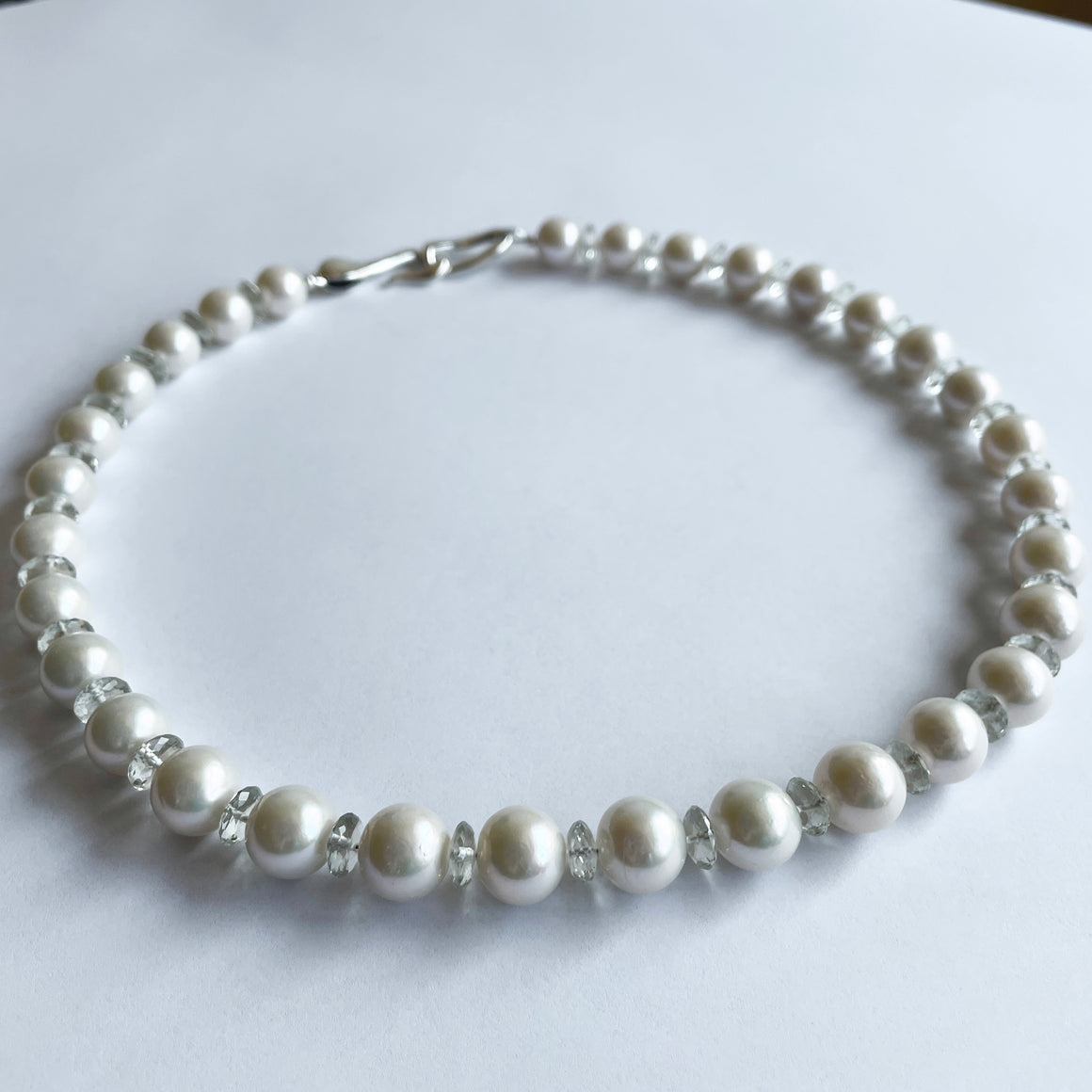 Green Amethyst  and Pearl Necklace