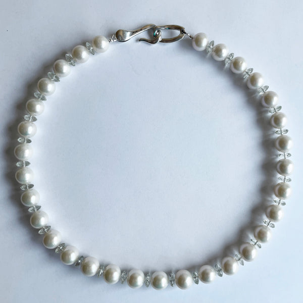 Green Amethyst  and Pearl Necklace