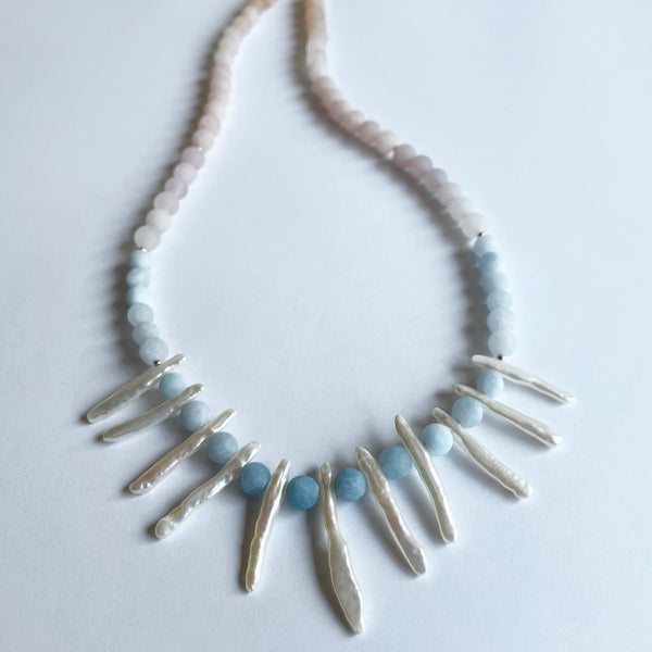 Morganite and Pearl Necklace